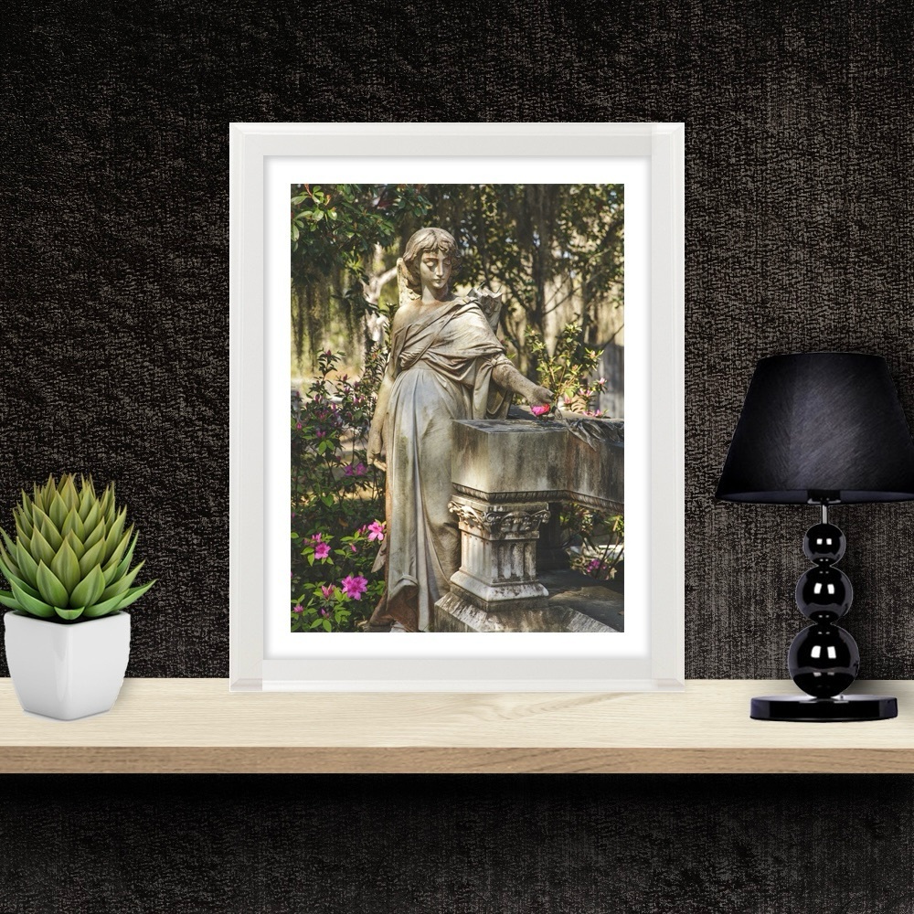 Spooky Savannah Cemetery Statue Gravestone Fine Art Photo 5 x 7